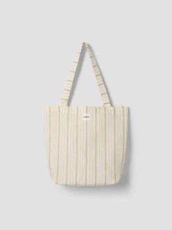 Pear Ticking Stripe 100% Linen Tote Bag