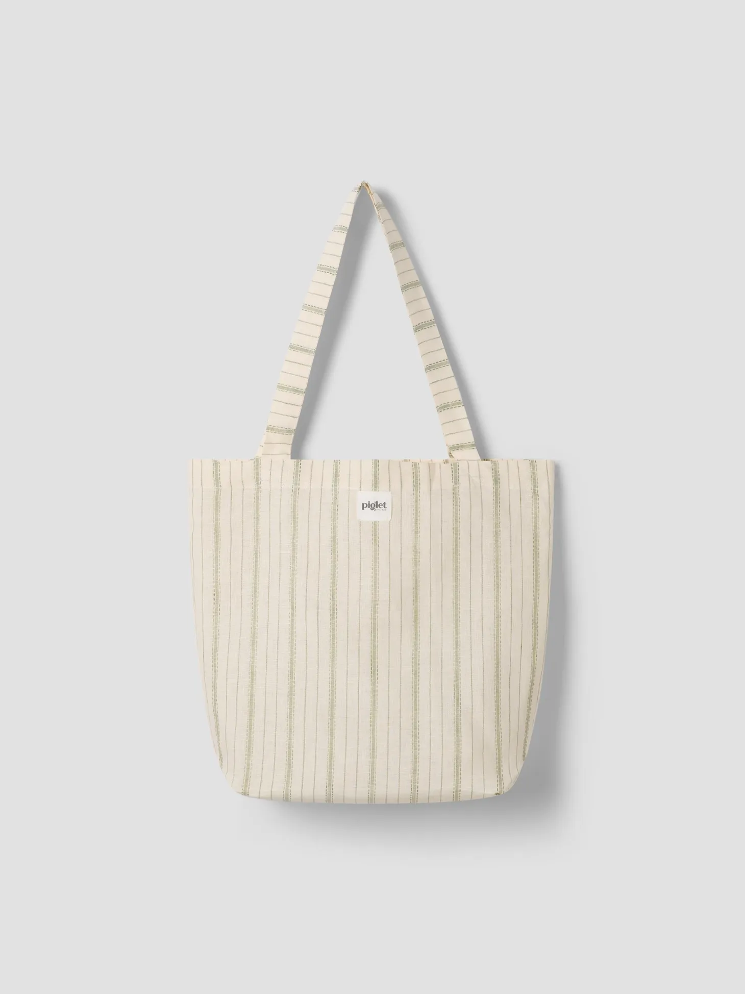Pear Ticking Stripe 100% Linen Tote Bag