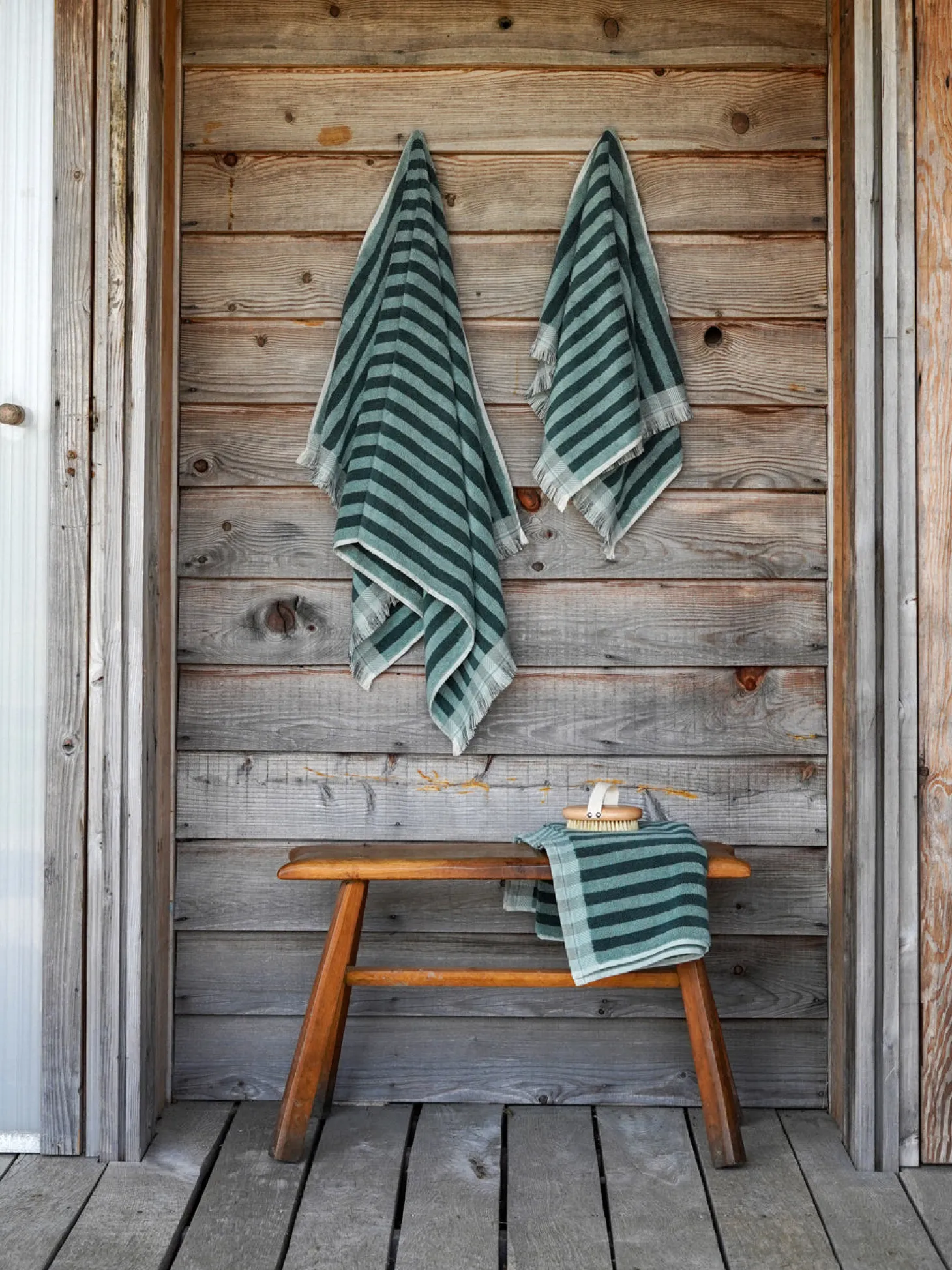 Pine Green Pembroke Stripe Cotton Towels