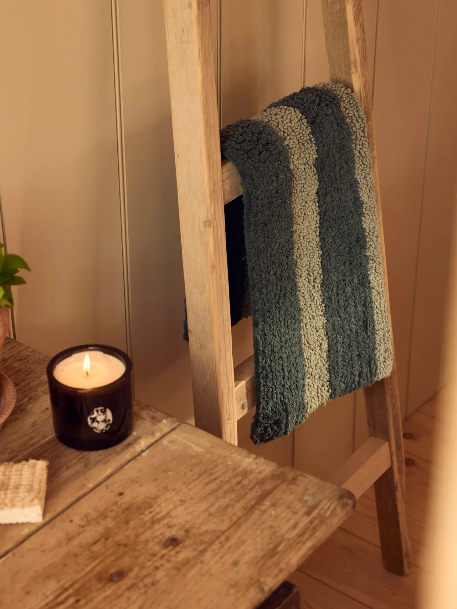 Pine Green Pembroke Stripe Cotton Bath Mat