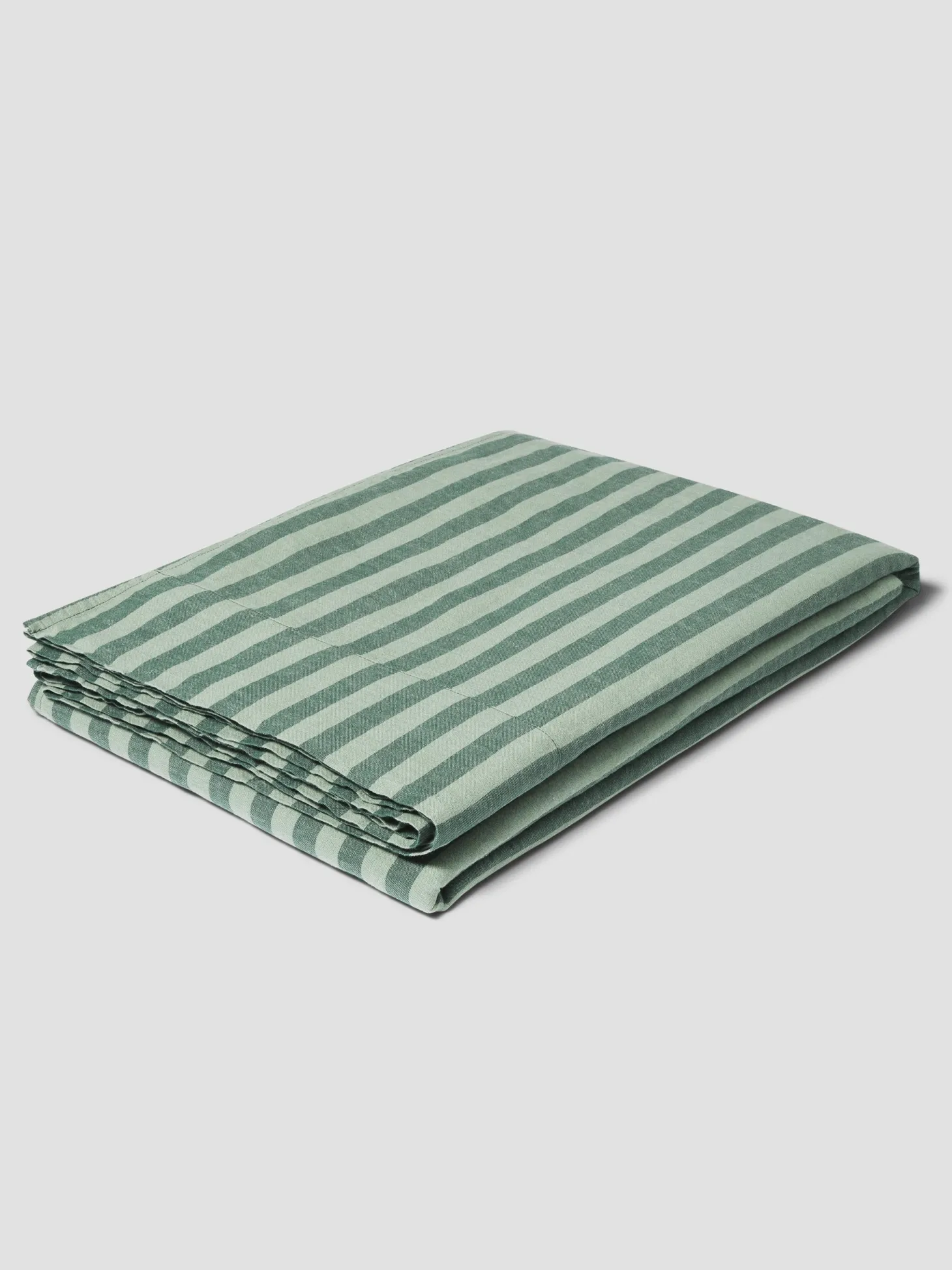 Pine Green Pembroke Stripe 100% Linen Flat Sheet