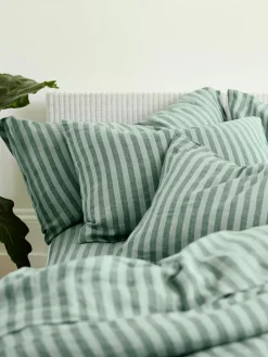 Pine Green Pembroke Stripe Linen Blend Pillowcase (Pair)