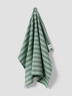 Pine Green Pembroke Stripe Linen Blend Tea Towel