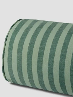 Pine Green Pembroke Stripe Linen Blend Bolster Filled Cushion