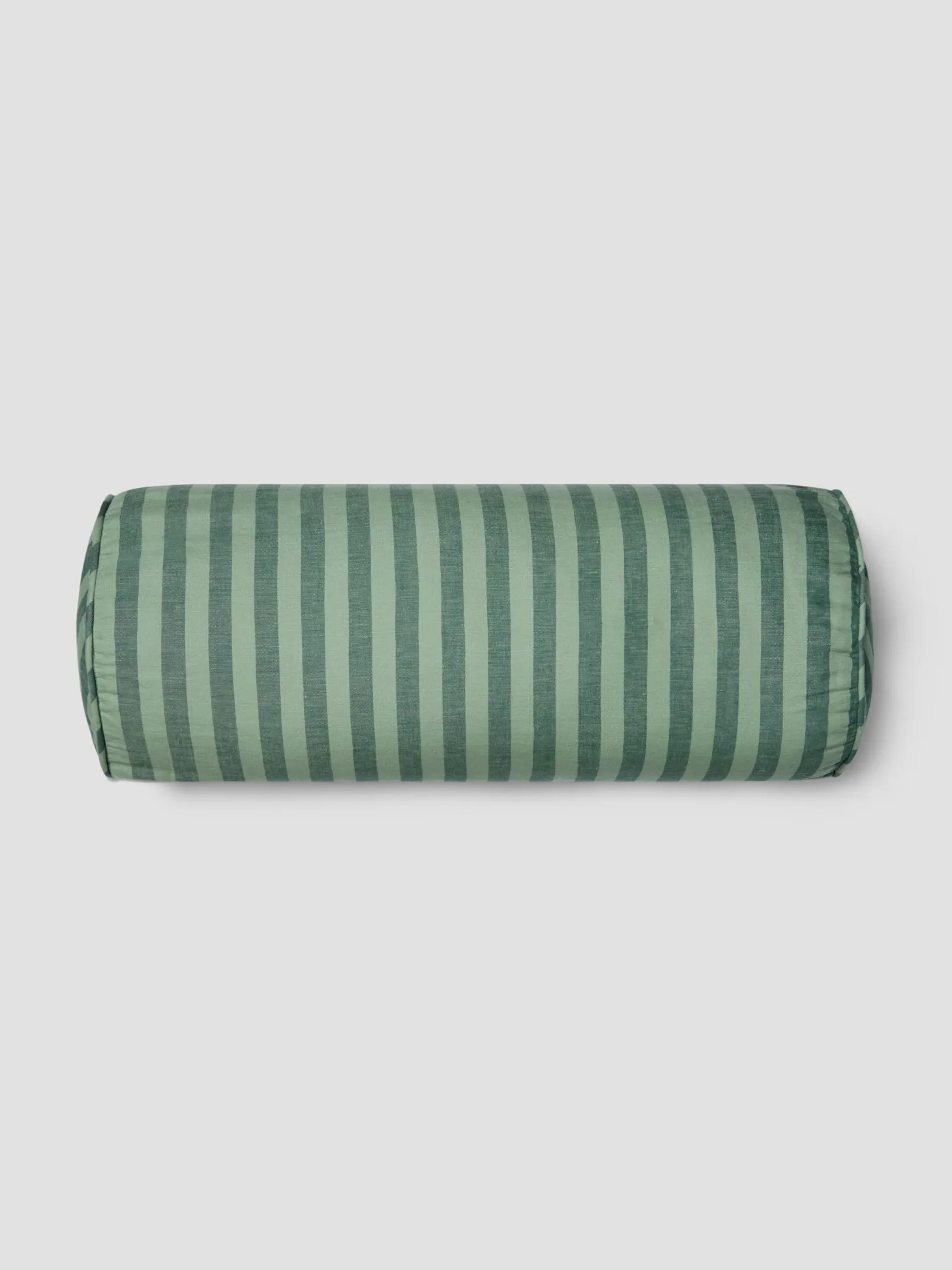 Pine Green Pembroke Stripe Linen Blend Bolster Filled Cushion