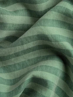 Pine Green Pembroke Stripe Linen Blend Curtains (Pair)
