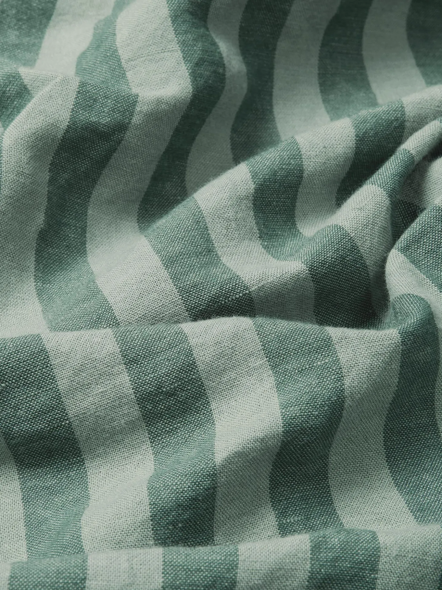 Pine Green Pembroke Stripe 100% Linen Fitted Sheet