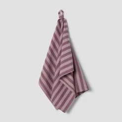 Plum Wine Pembroke Stripe Linen Blend Tea Towel