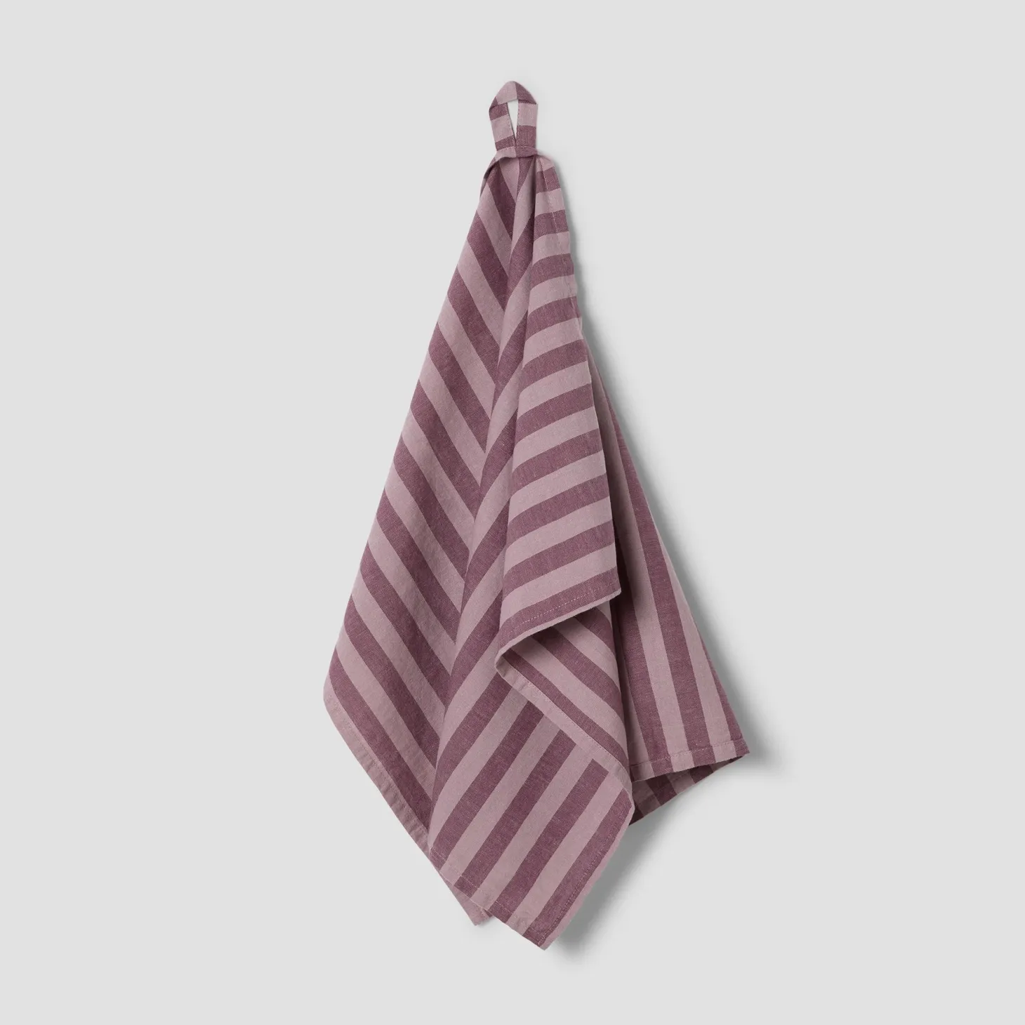 Plum Wine Pembroke Stripe Linen Blend Tea Towel