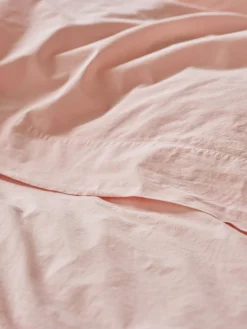Poetic Pink Washed Cotton Percale Flat Sheet