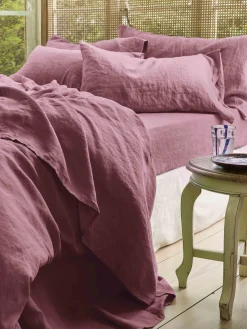 Raspberry Linen Blend Flat Sheet