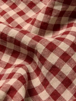 Rhubarb Gingham Linen Blend Sheet Set