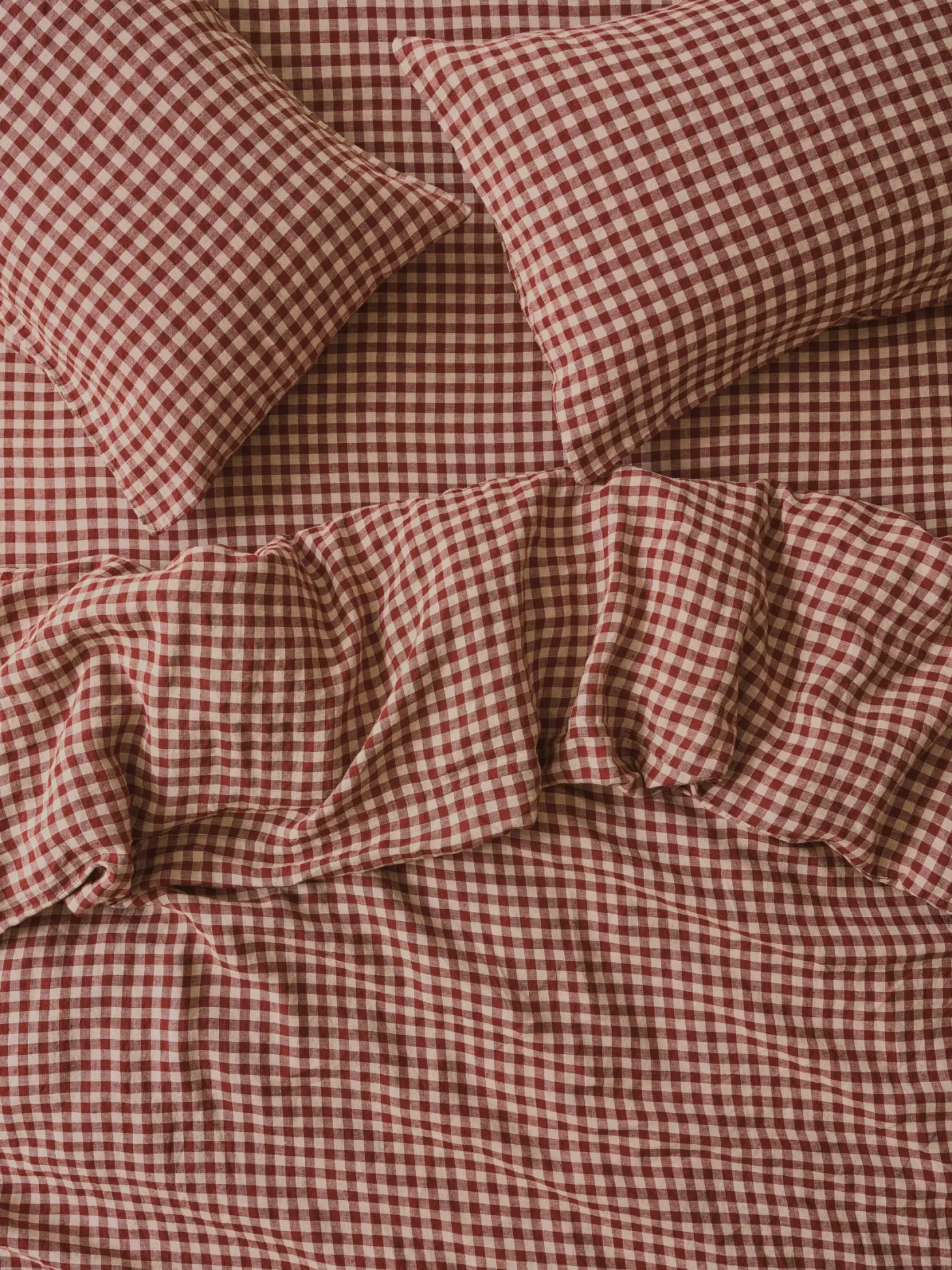 Rhubarb Gingham 100% Linen Duvet Cover