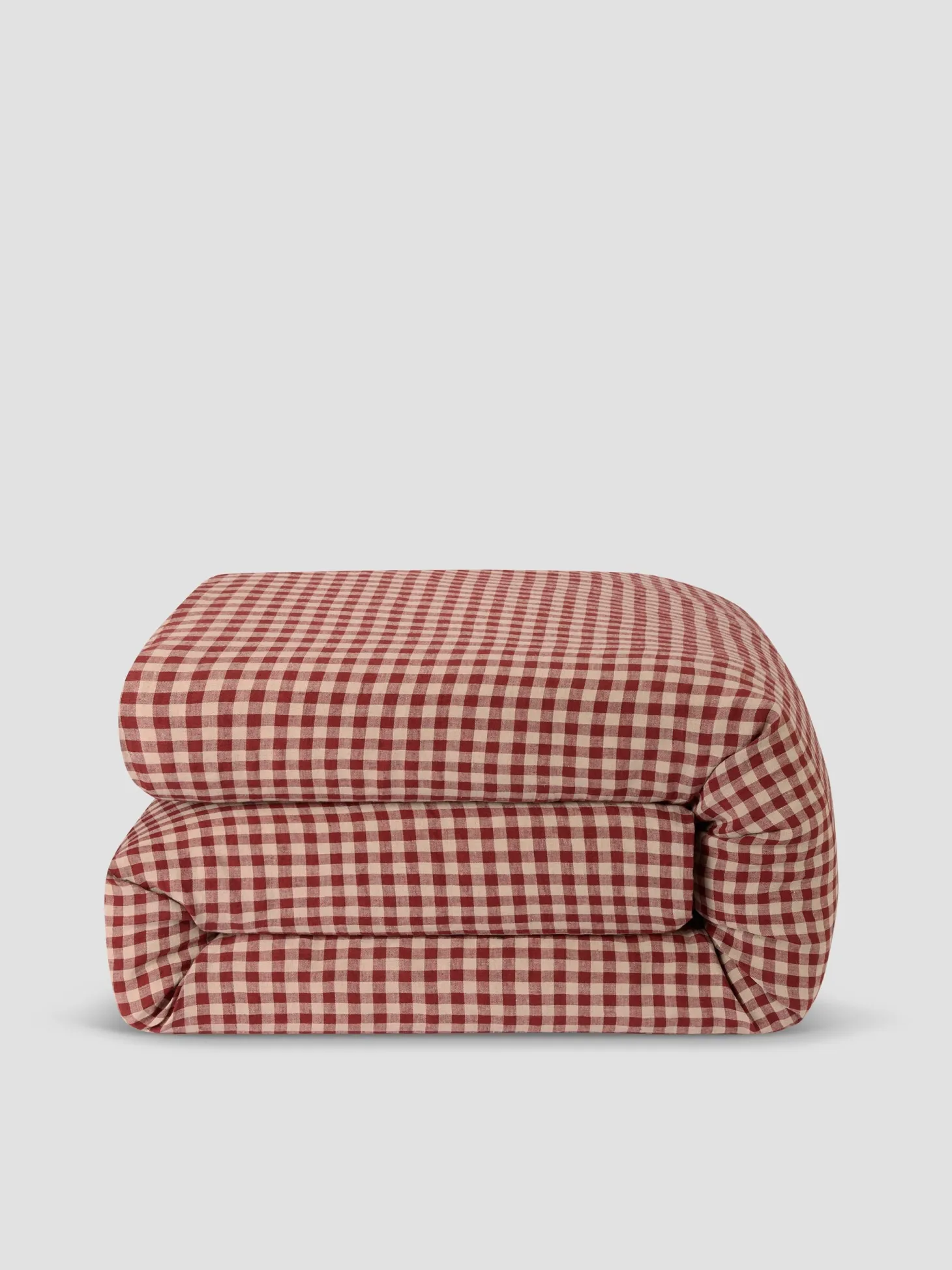 Rhubarb Gingham 100% Linen Duvet Cover