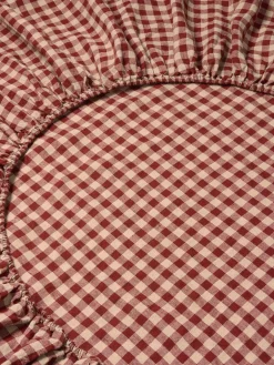 Rhubarb Gingham 100% Linen Fitted Sheet