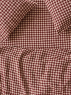 Rhubarb Gingham 100% Linen Fitted Sheet