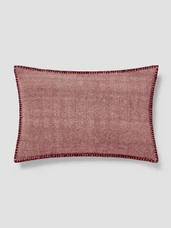 Rhubarb Herringbone Wool Rectangle Cushion Cover