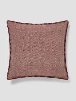Rhubarb Herringbone Wool Square Cushion Cover