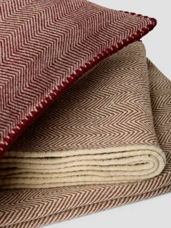 Rhubarb Herringbone Wool Square Cushion Cover