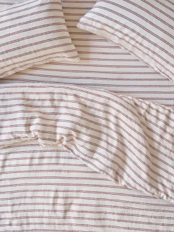 Rhubarb Kemptown Stripe 100% Linen Duvet Cover