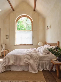 Rhubarb Kemptown Stripe 100% Linen Duvet Cover