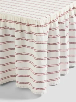 Rhubarb Kemptown Stripe Linen Blend Bed Skirt