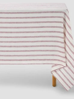 Rhubarb Kemptown Stripe Linen Blend Tablecloth