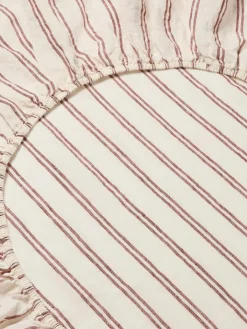 Rhubarb Kemptown Stripe 100% Linen Fitted Sheet