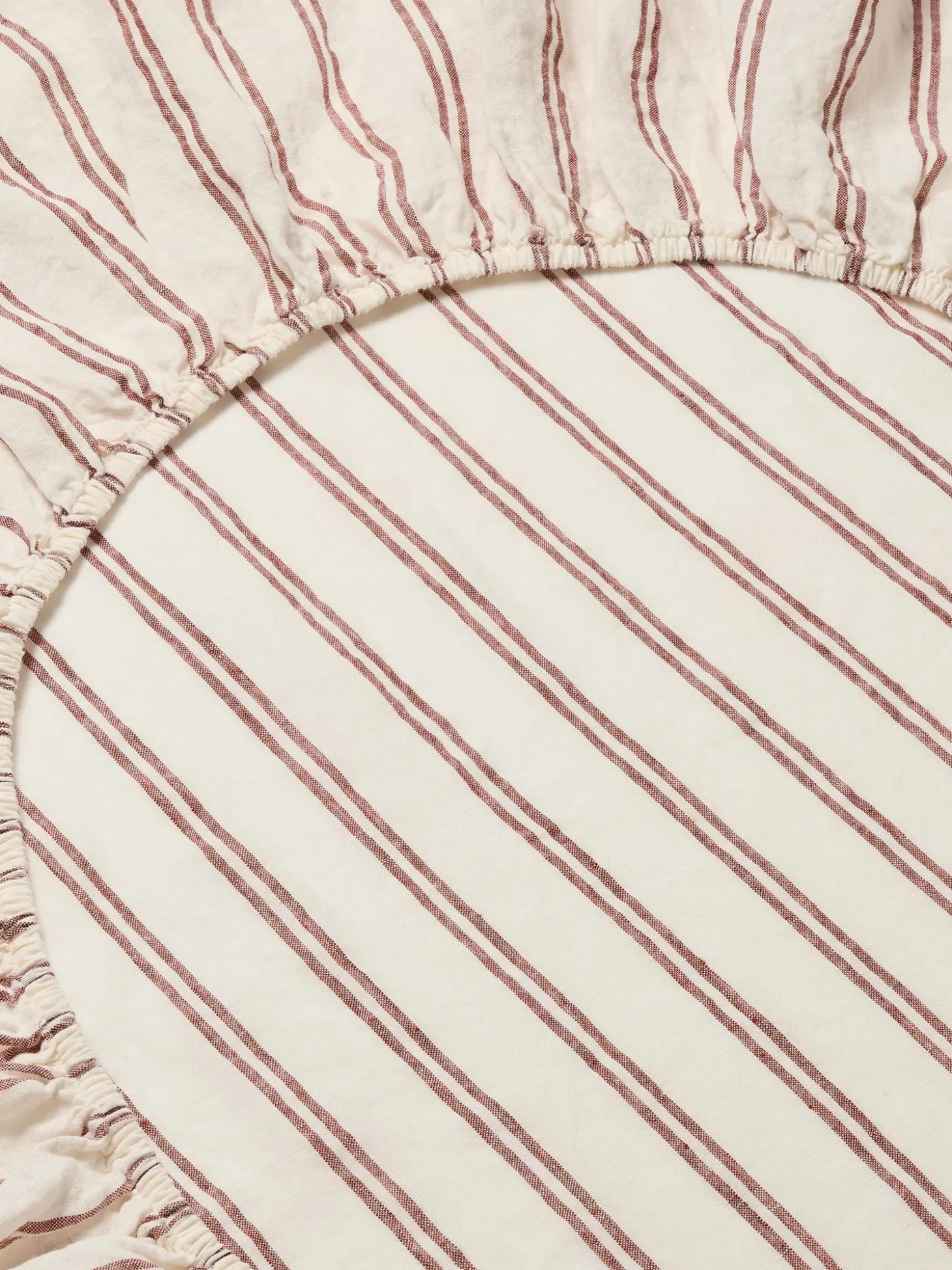 Rhubarb Kemptown Stripe 100% Linen Fitted Sheet