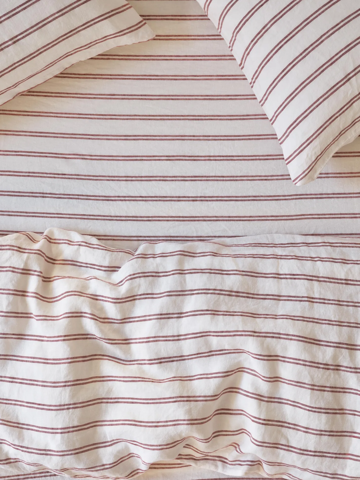 Rhubarb Kemptown Stripe 100% Linen Fitted Sheet