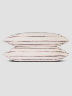 Rhubarb Kemptown Stripe 100% Linen Pillowcase (Pair)