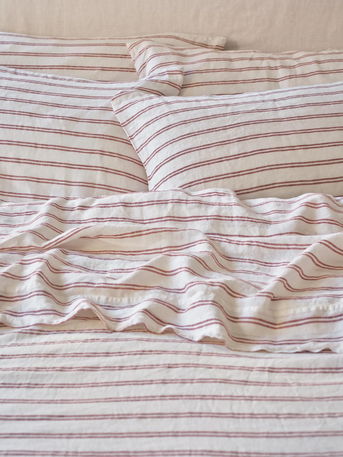 Rhubarb Kemptown Stripe 100% Linen Pillowcase (Pair)