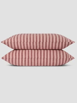 Rhubarb & Rose Pembroke Stripe 100% Linen Pillowcases (Pair)