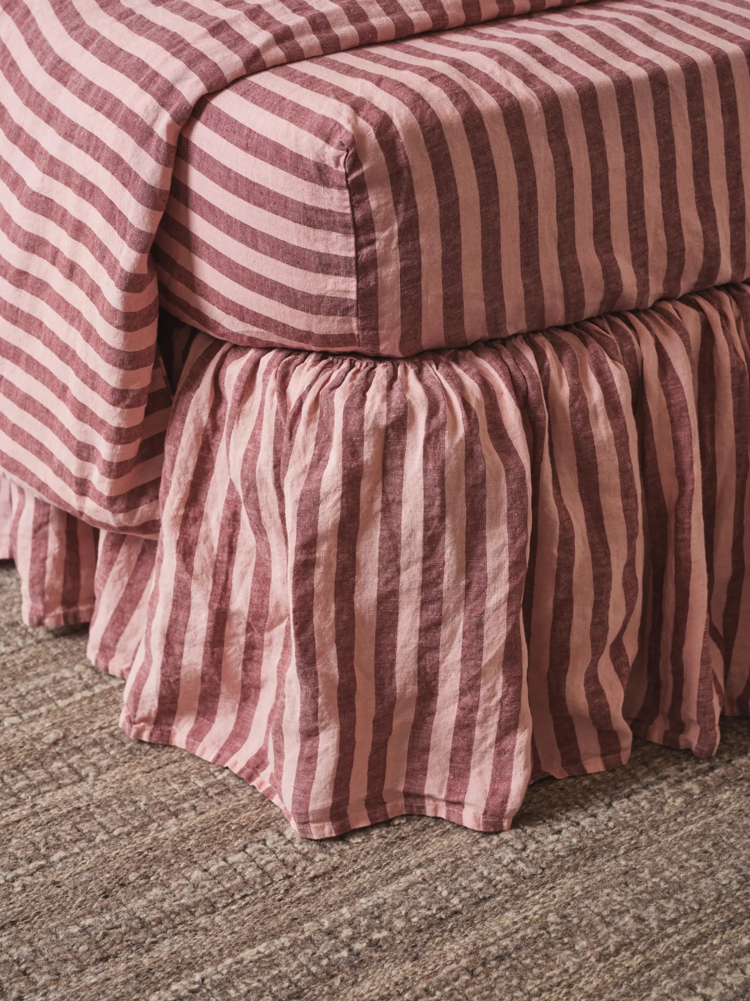 Rhubarb & Rose Pembroke Stripe Linen Blend Bed Skirt