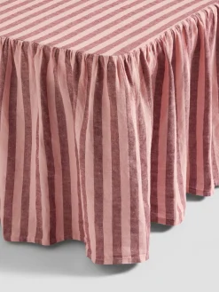Rhubarb & Rose Pembroke Stripe Linen Blend Bed Skirt