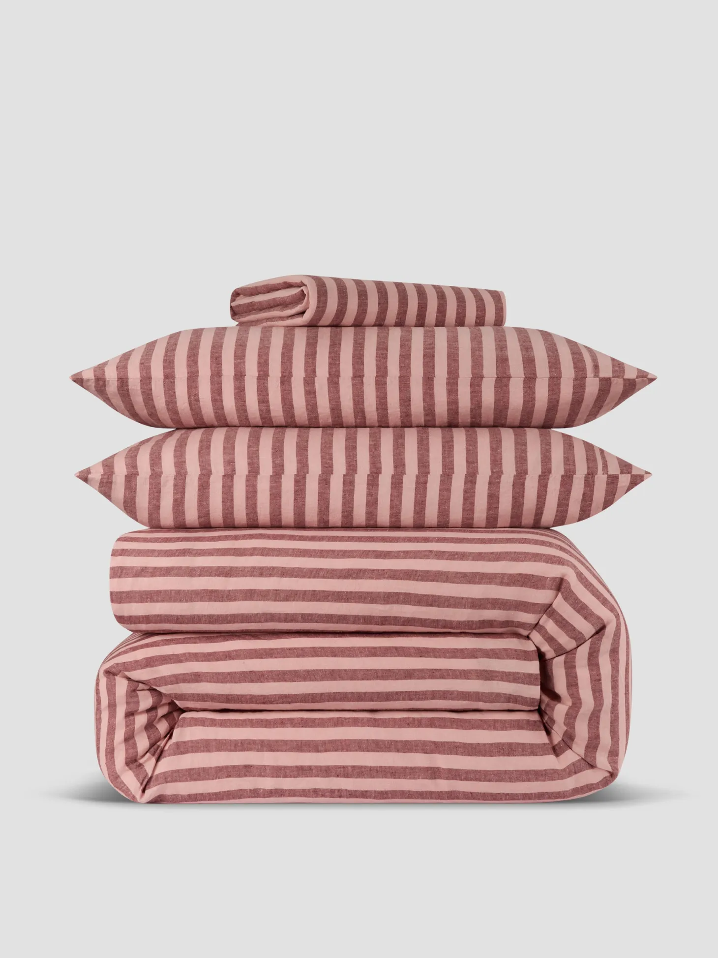 Rhubarb & Rose Pembroke Stripe 100% Linen Bedding Set