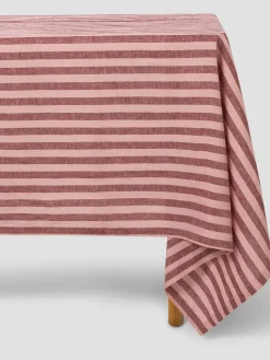 Rhubarb & Rose Pembroke Stripe Linen Blend Tablecloth