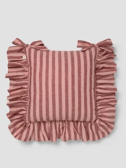 Rhubarb & Rose Pembroke Stripe Frill Linen Blend Seat Pad