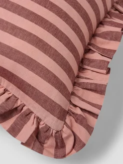 Rhubarb & Rose Pembroke Stripe Frill Linen Blend Filled Cushion