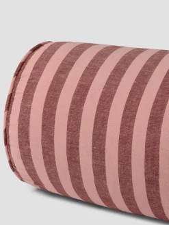 Rhubarb & Rose Pembroke Stripe Linen Blend Bolster Filled Cushion