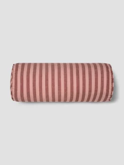 Rhubarb & Rose Pembroke Stripe Linen Blend Bolster Filled Cushion