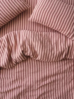 Rhubarb & Rose Pembroke Stripe 100% Linen Duvet Cover