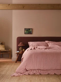 Rhubarb & Rose Pembroke Stripe 100% Linen Duvet Cover