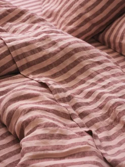 Rhubarb & Rose Pembroke Stripe 100% Linen Flat Sheet