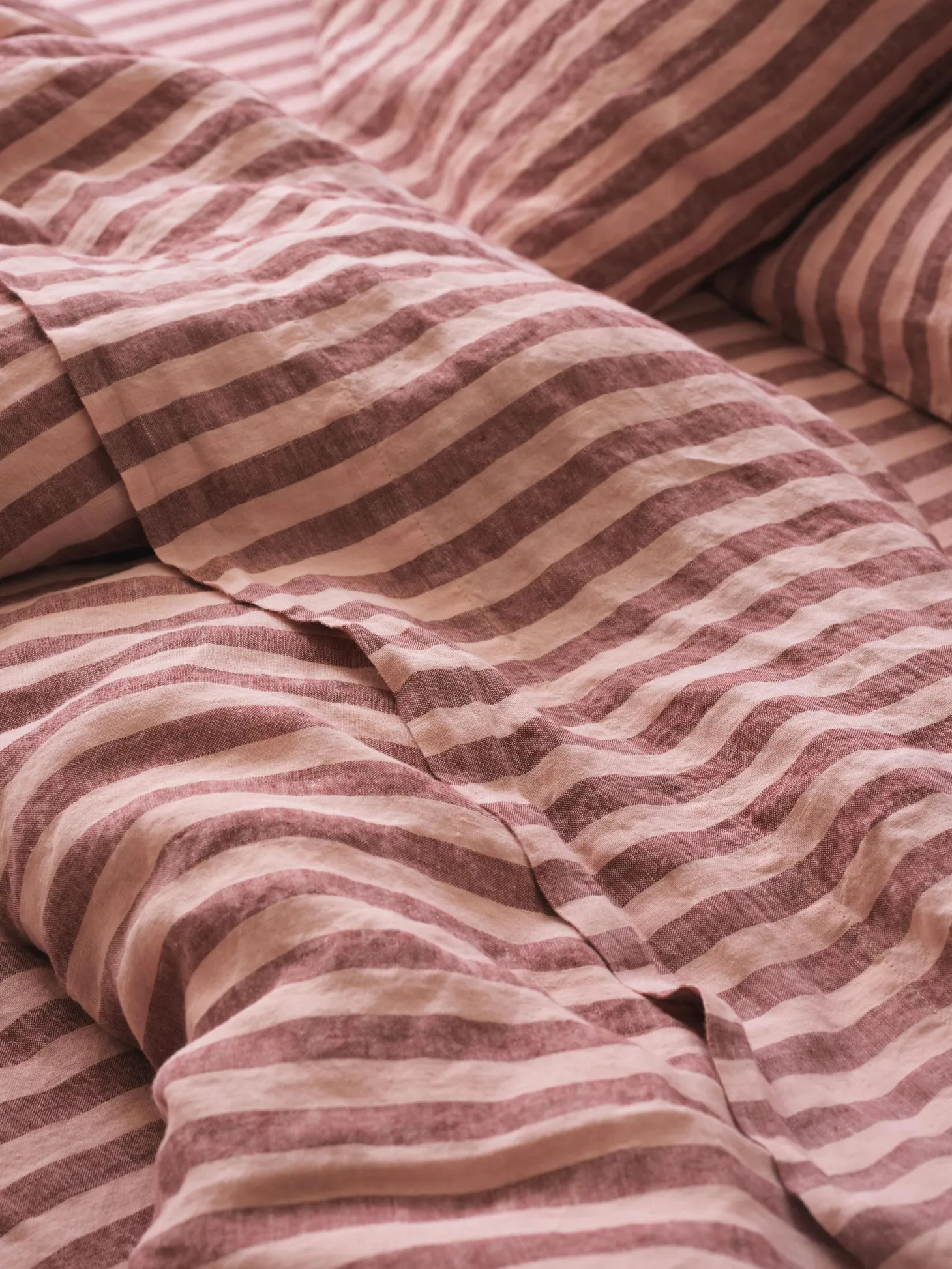 Rhubarb & Rose Pembroke Stripe 100% Linen Flat Sheet