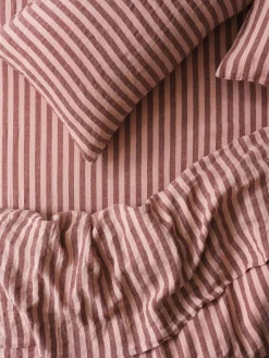Rhubarb & Rose Pembroke Stripe 100% Linen Fitted Sheet