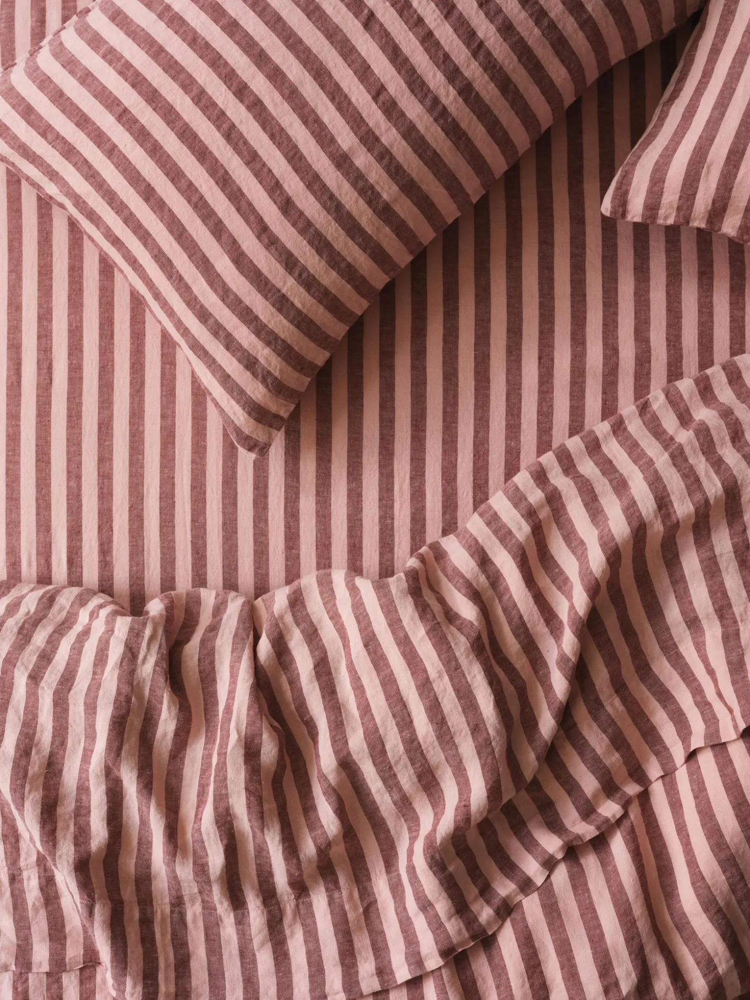 Rhubarb & Rose Pembroke Stripe 100% Linen Fitted Sheet