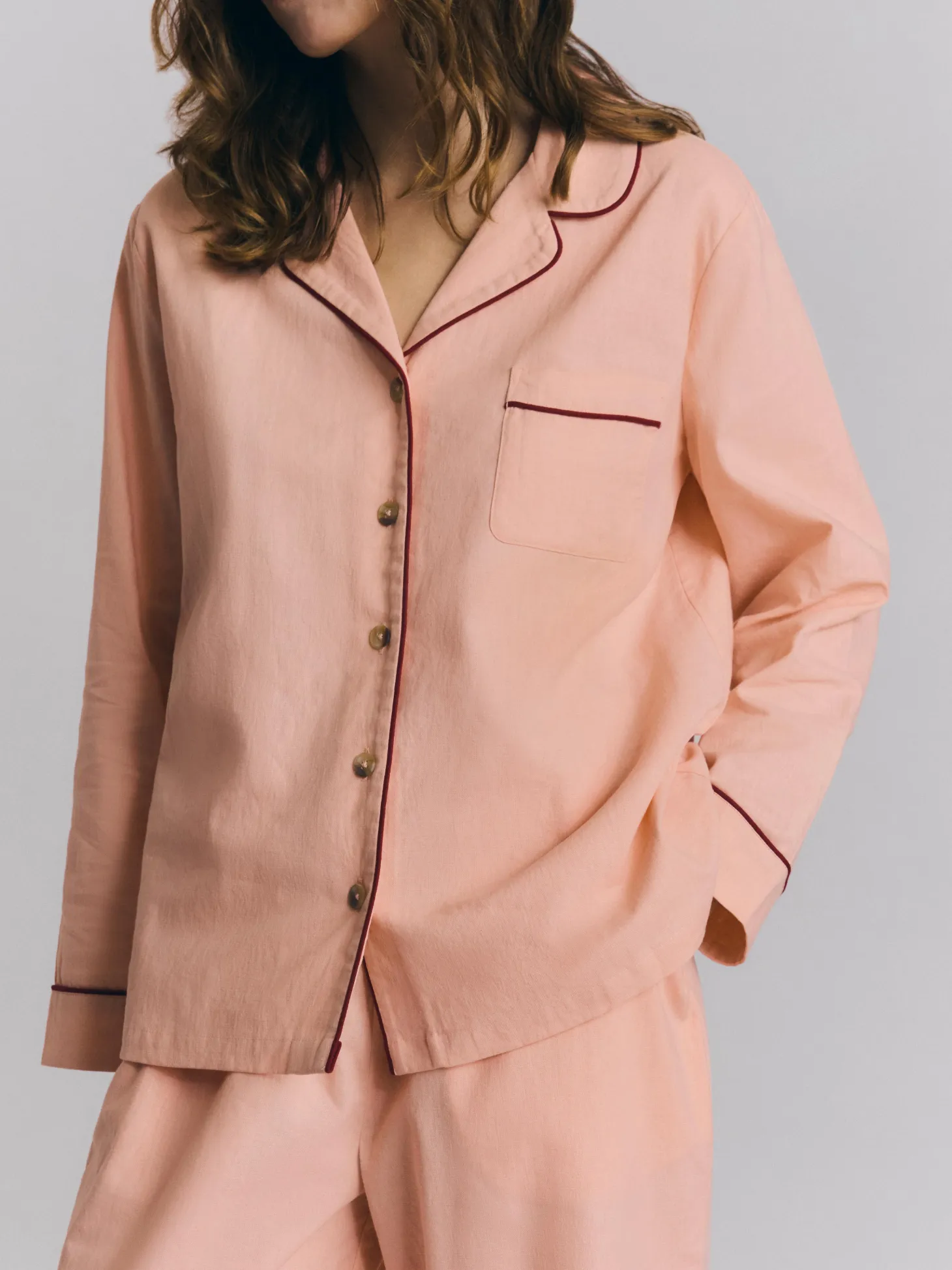 Rose Linen Blend Pajama Pants Set