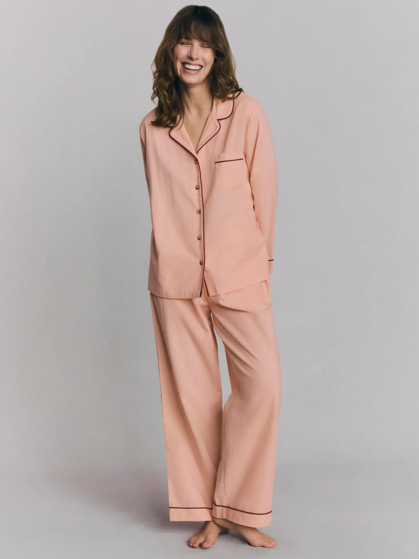 Rose Linen Blend Pajama Pants Set