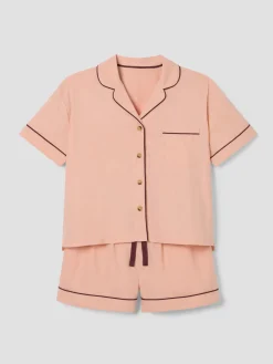 Rose Linen Blend Pajama Short Set